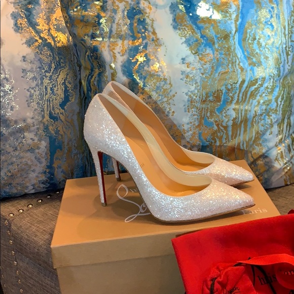 Louboutin Pigae Follies 100 Glitter Givre 37.5 - Picture 2 of 7